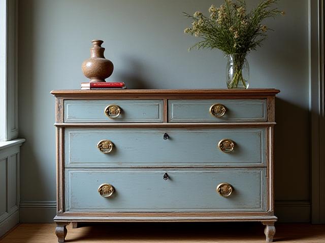 Antik restaurerad gustaviansk byrå med patina